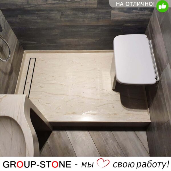 Поддон душевой из искусственного камня с бортиком
