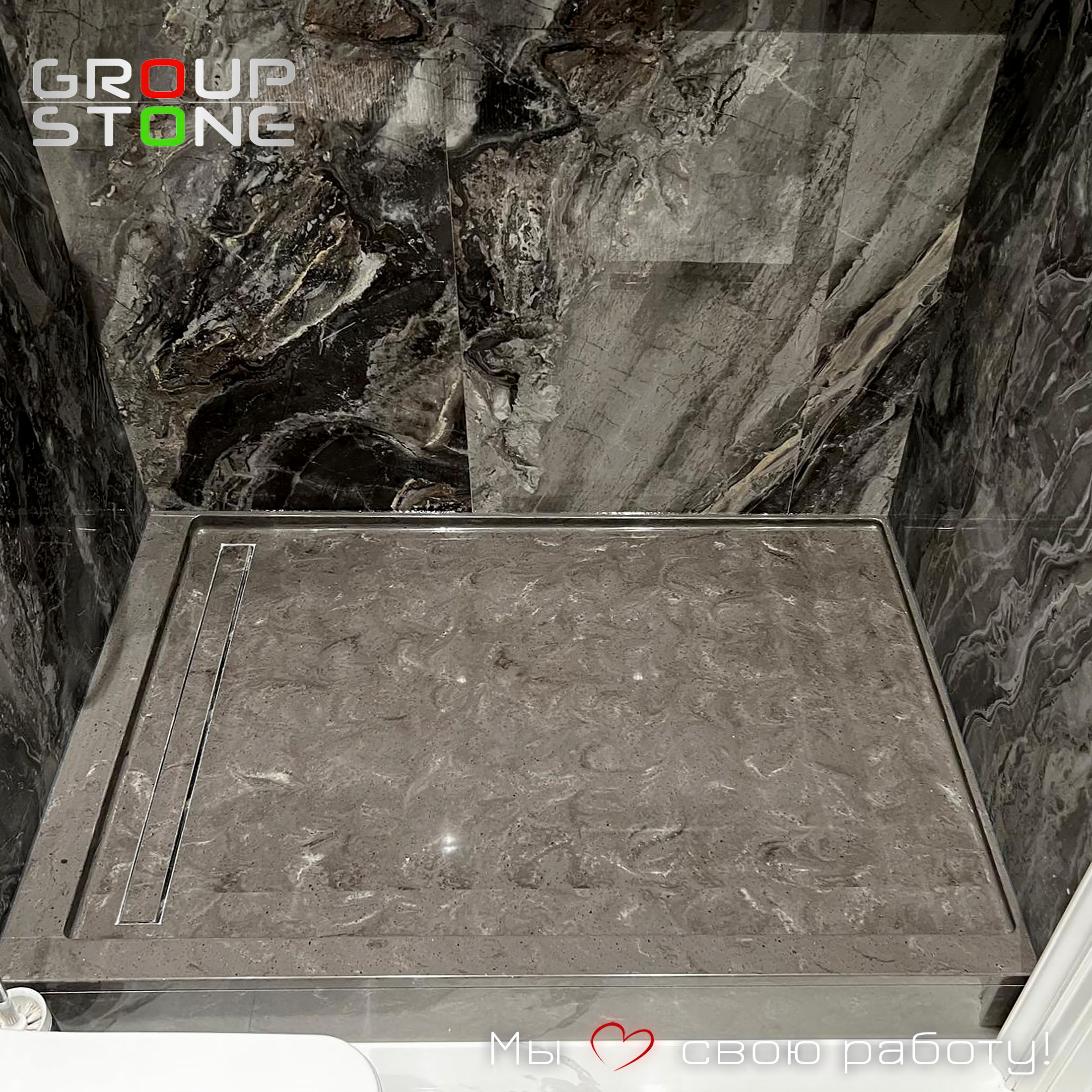 Искусство в ванной: эксклюзивный душевой поддон на заказ из искусственного камня — изображение 3