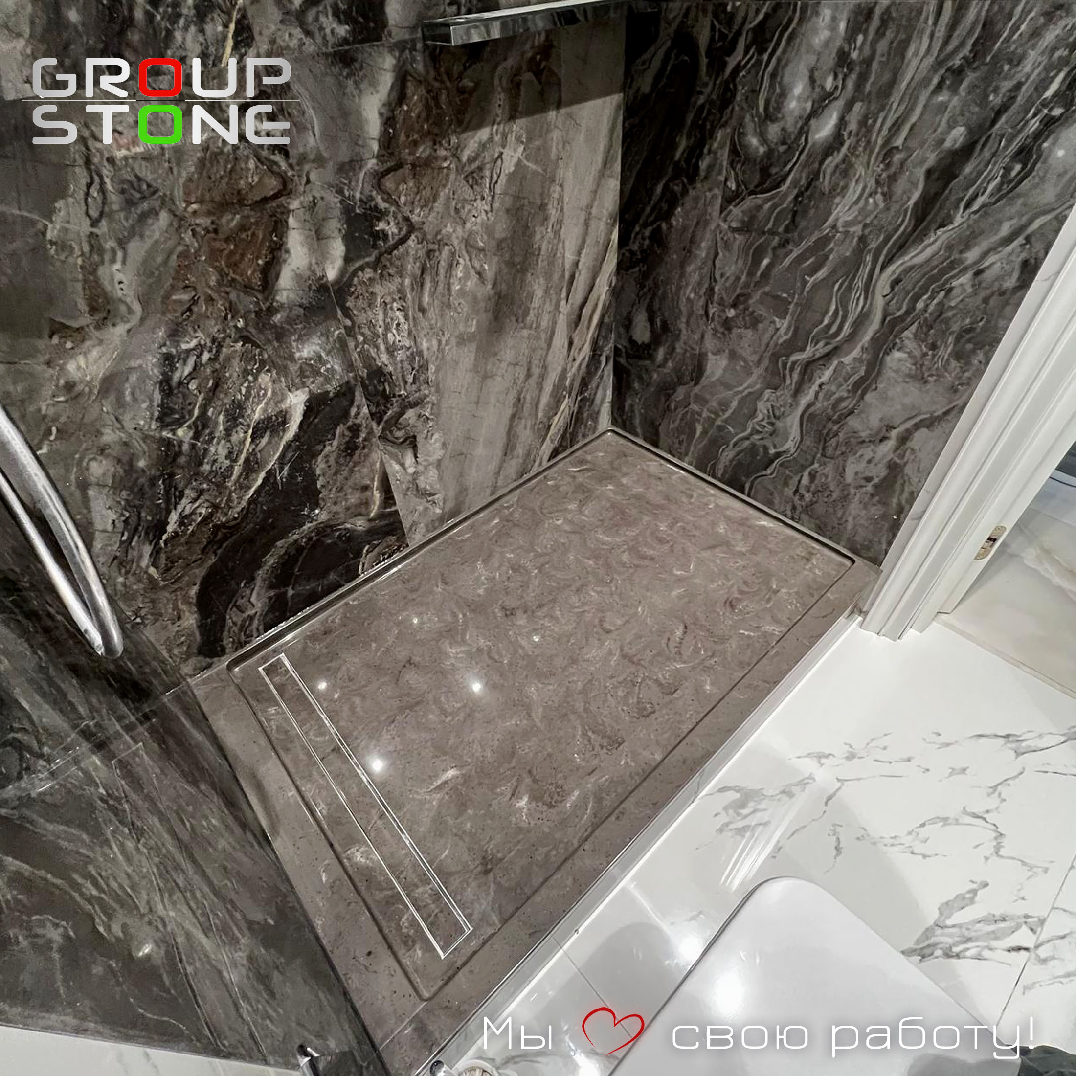 Искусство в ванной: эксклюзивный душевой поддон на заказ из искусственного камня — изображение 5